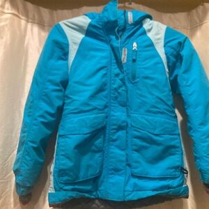 Lands End Girls Squall Parka, Small (7-8) Aqua/Teal